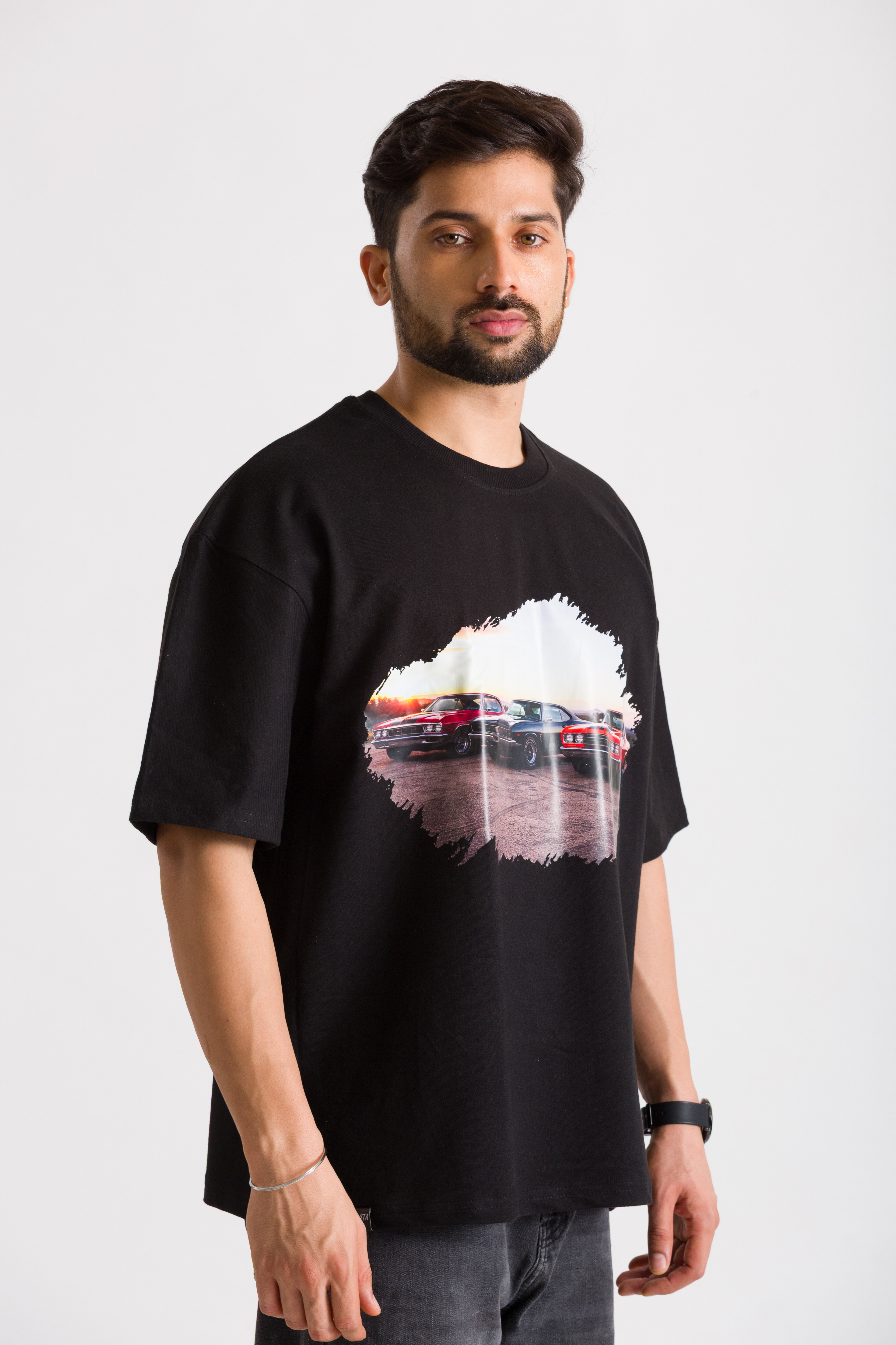 Dodge Charger Car Front Printed Oversized T-Shirt